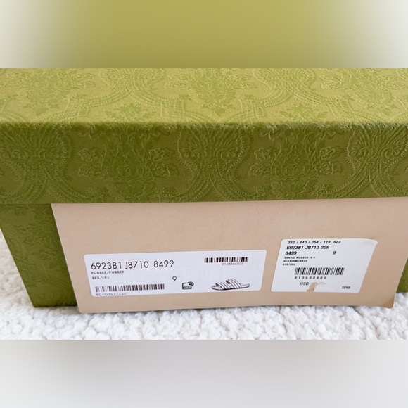 Authentic Gucci Men's Agrado Rubber Double Strap Stripe Slides Sandals - Picture 15 of 16